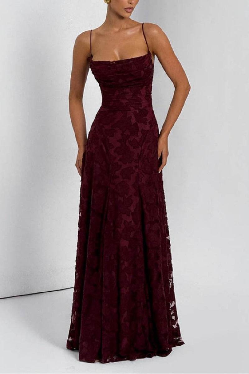 A-line Maxi Lace Formal Evening Dresses 976108418795 - COCOMELODY